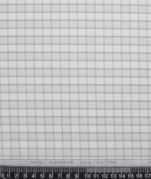 Tessitura Monti 2 Ply 70's Giza Cotton Checks Shirting Fabric (Light Grey)