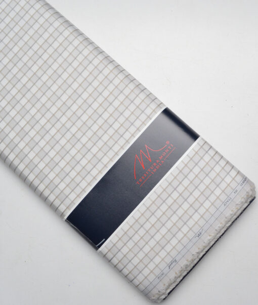 Tessitura Monti 2 Ply 70's Giza Cotton Checks Shirting Fabric (Light Grey)