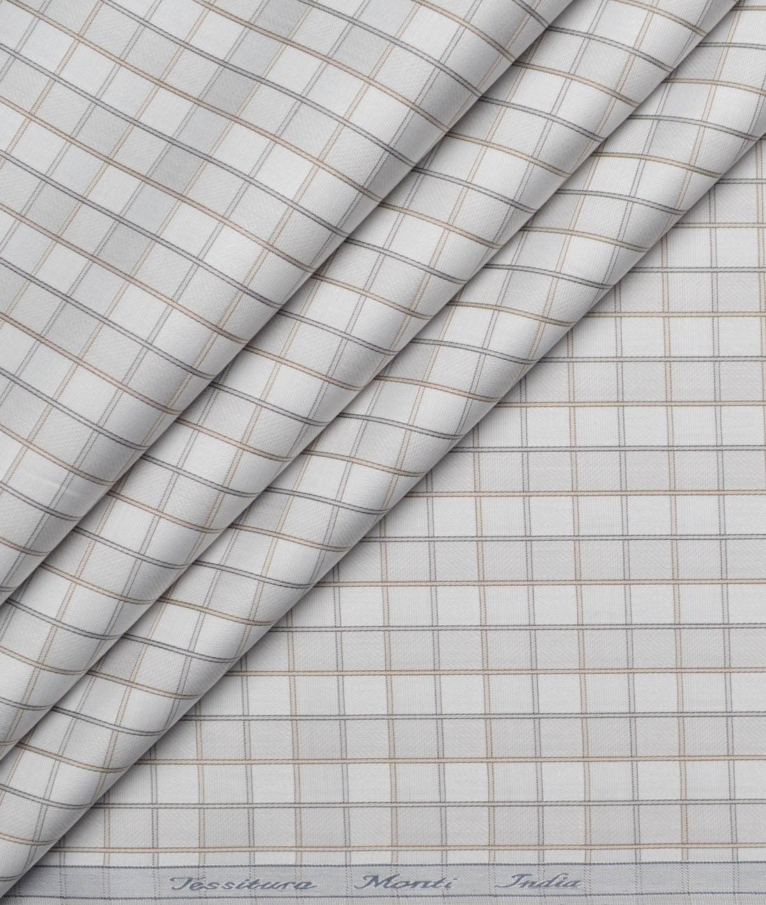 Tessitura Monti 2 Ply 70's Giza Cotton Checks Shirting Fabric (Light Grey) Tessitura Monti 2 Ply 70's Giza Cotton Checks Shirting Fabric (Light Grey)