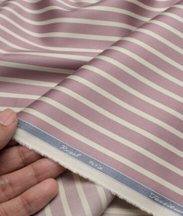 Tessitura Monti 2 Ply 70's Giza Cotton Striped Shirting Fabric (Onion Purple)