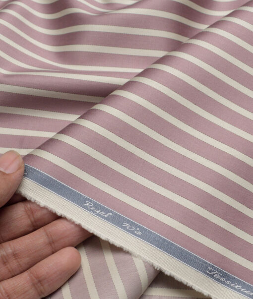 Tessitura Monti 2 Ply 70's Giza Cotton Striped Shirting Fabric (Onion Purple)