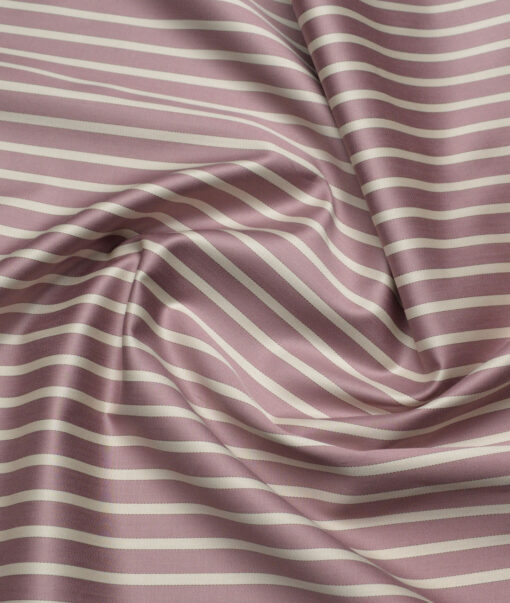Tessitura Monti 2 Ply 70's Giza Cotton Striped Shirting Fabric (Onion Purple)