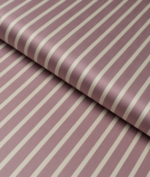 Tessitura Monti 2 Ply 70's Giza Cotton Striped Shirting Fabric (Onion Purple)