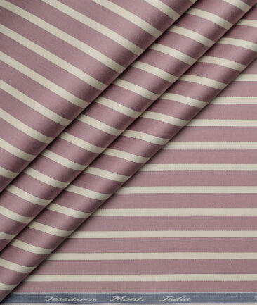 Tessitura Monti 2 Ply 70's Giza Cotton Striped Shirting Fabric (Onion Purple)
