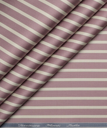 Tessitura Monti 2 Ply 70's Giza Cotton Striped Shirting Fabric (Onion Purple)