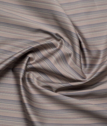 Tessitura Monti 2 Ply 70's Giza Cotton Striped Shirting Fabric (Sand Brown)