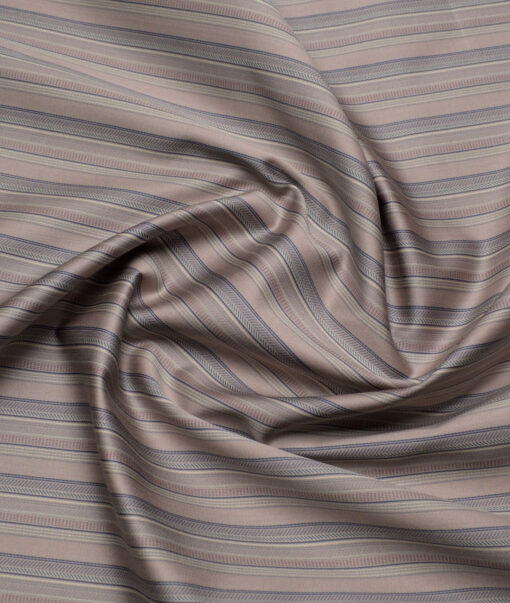 Tessitura Monti 2 Ply 70's Giza Cotton Striped Shirting Fabric (Sand Brown)