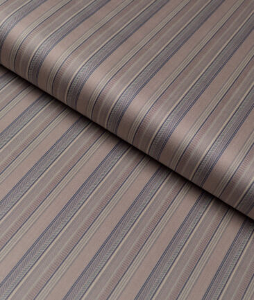 Tessitura Monti 2 Ply 70's Giza Cotton Striped Shirting Fabric (Sand Brown)
