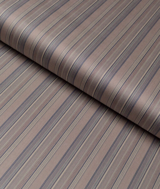 Tessitura Monti 2 Ply 70's Giza Cotton Striped Shirting Fabric (Sand Brown)