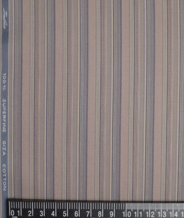 Tessitura Monti 2 Ply 70's Giza Cotton Striped Shirting Fabric (Sand Brown)