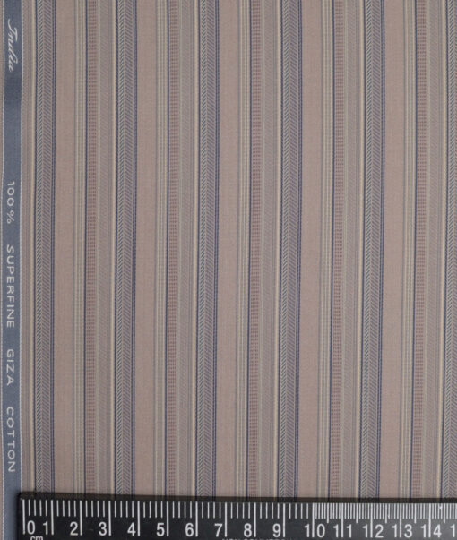 Tessitura Monti 2 Ply 70's Giza Cotton Striped Shirting Fabric (Sand Brown)