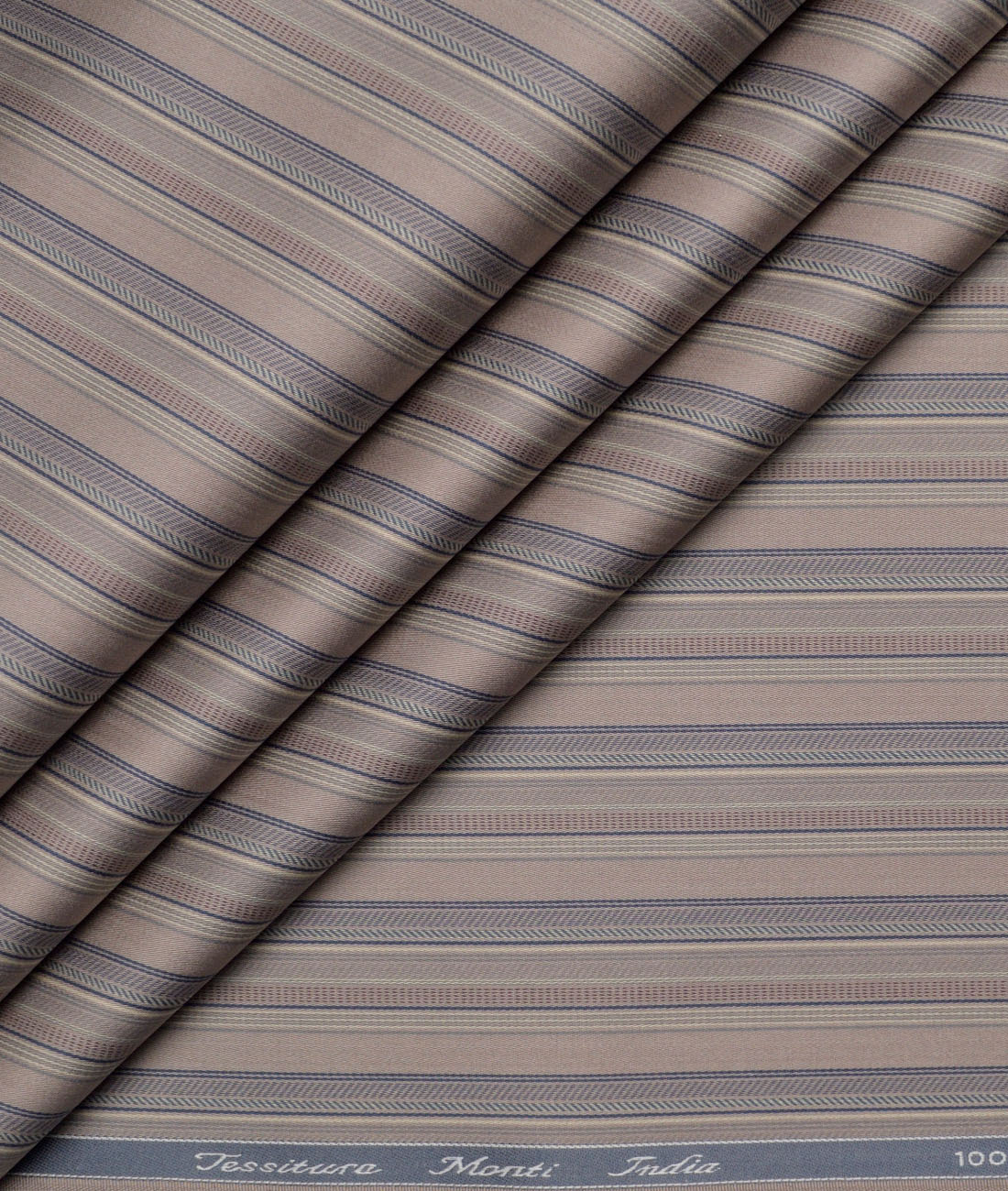 Tessitura Monti 2 Ply 70's Giza Cotton Striped Shirting Fabric (Sand Brown) Tessitura Monti 2 Ply 70's Giza Cotton Striped Shirting Fabric (Sand Brown)