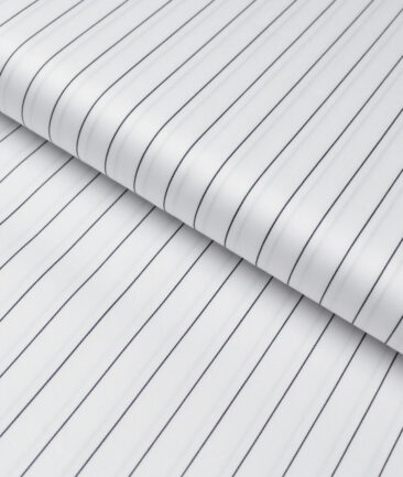Tessitura Monti 2 Ply 70's Giza Cotton Striped Shirting Fabric (White & Black)