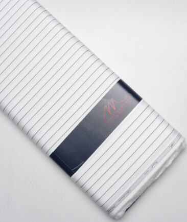 Tessitura Monti 2 Ply 70's Giza Cotton Striped Shirting Fabric (White & Black)