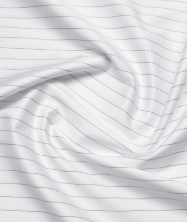 Tessitura Monti 2 Ply 70's Giza Cotton Striped Shirting Fabric (White & Dark Grey)