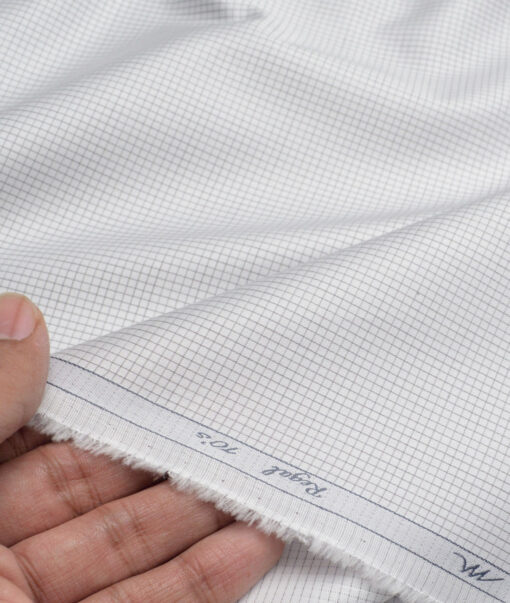 Tessitura Monti 2 Ply 70's Giza Cotton Checks Shirting Fabric (White & Grey)