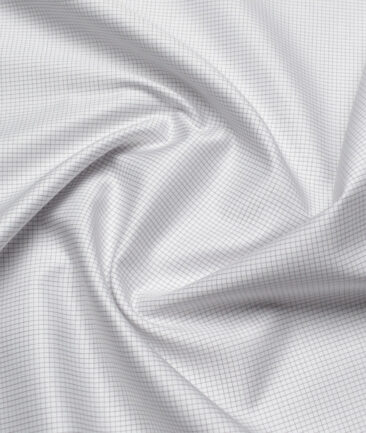 Tessitura Monti 2 Ply 70's Giza Cotton Checks Shirting Fabric (White & Grey)