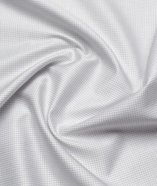 Tessitura Monti 2 Ply 70's Giza Cotton Checks Shirting Fabric (White & Grey)
