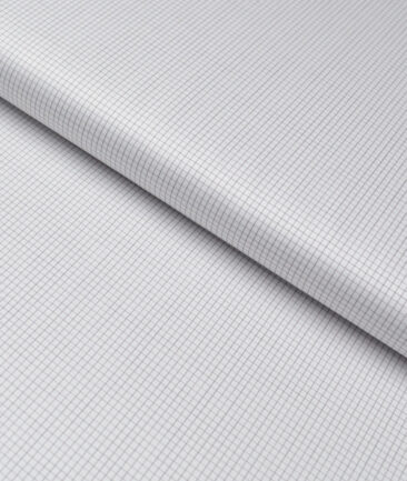 Tessitura Monti 2 Ply 70's Giza Cotton Checks Shirting Fabric (White & Grey)