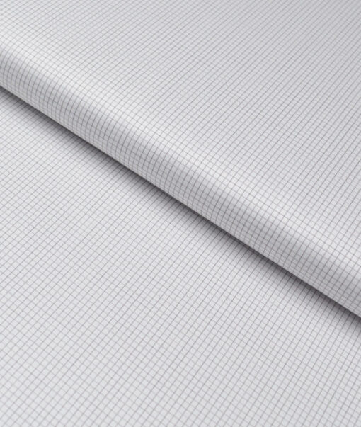 Tessitura Monti 2 Ply 70's Giza Cotton Checks Shirting Fabric (White & Grey)