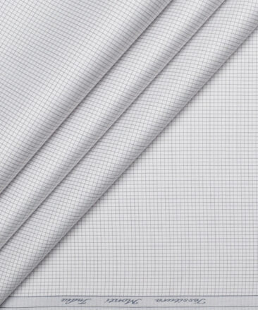 Tessitura Monti 2 Ply 70's Giza Cotton Checks Shirting Fabric (White & Grey)