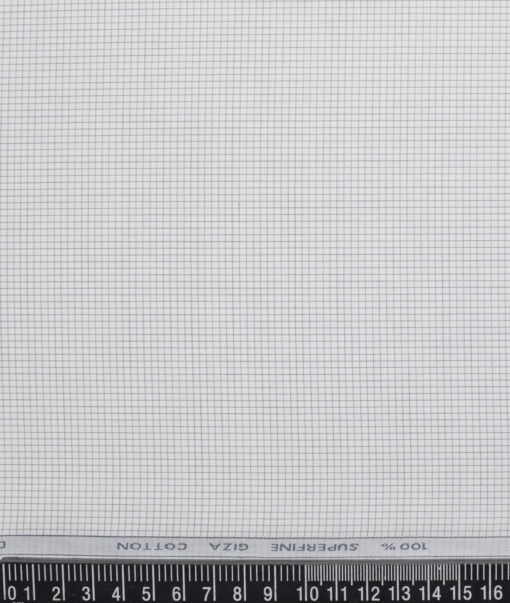 Tessitura Monti 2 Ply 70's Giza Cotton Checks Shirting Fabric (White & Grey)