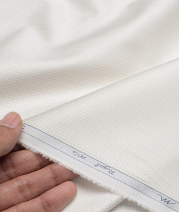 Tessitura Monti 2 Ply 70's Giza Cotton Checks Shirting Fabric (White & Light Brown)