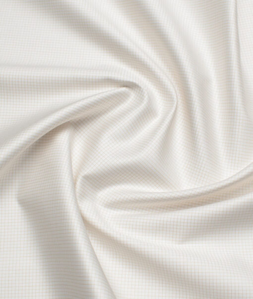 Tessitura Monti 2 Ply 70's Giza Cotton Checks Shirting Fabric (White & Light Brown)