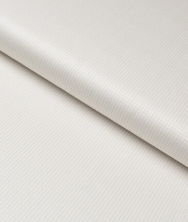Tessitura Monti 2 Ply 70's Giza Cotton Checks Shirting Fabric (White & Light Brown)