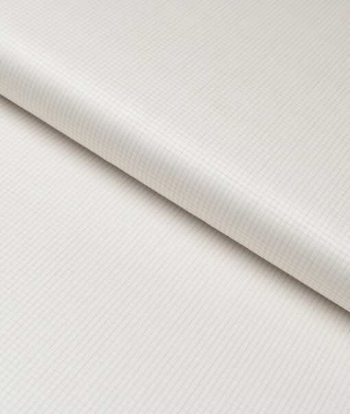 Tessitura Monti 2 Ply 70's Giza Cotton Checks Shirting Fabric (White & Light Brown)