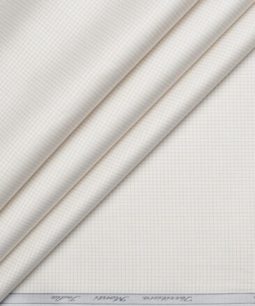 Tessitura Monti 2 Ply 70's Giza Cotton Checks Shirting Fabric (White & Light Brown)
