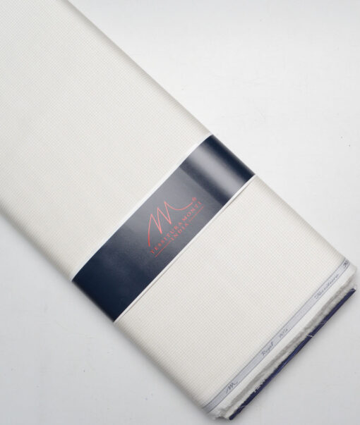Tessitura Monti 2 Ply 70's Giza Cotton Checks Shirting Fabric (White & Light Brown)
