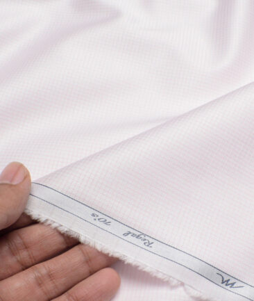 Tessitura Monti 2 Ply 70's Giza Cotton Checks Shirting Fabric (White & Pink)