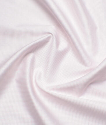 Tessitura Monti 2 Ply 70's Giza Cotton Checks Shirting Fabric (White & Pink)