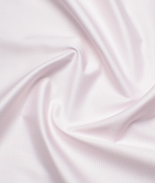 Tessitura Monti 2 Ply 70's Giza Cotton Checks Shirting Fabric (White & Pink)