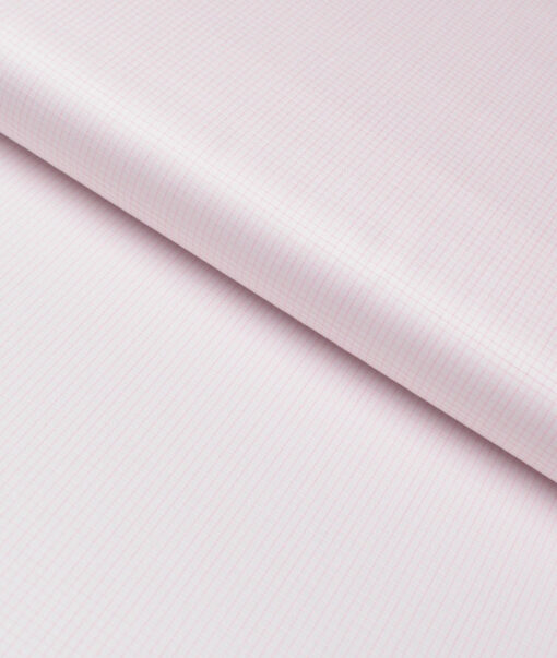 Tessitura Monti 2 Ply 70's Giza Cotton Checks Shirting Fabric (White & Pink)