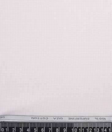 Tessitura Monti 2 Ply 70's Giza Cotton Checks Shirting Fabric (White & Pink)