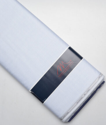 Tessitura Monti 2 Ply 70's Giza Cotton Checks Shirting Fabric (White & Sky Blue)
