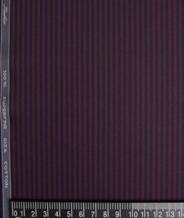 Tessitura Monti 2 Ply 70's Giza Cotton Striped Shirting Fabric (Wine & Blue)