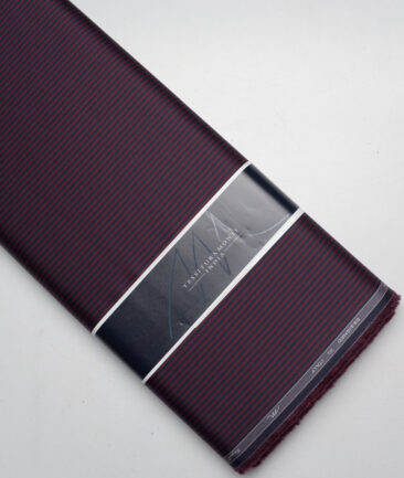 Tessitura Monti 2 Ply 70's Giza Cotton Striped Shirting Fabric (Wine & Blue)
