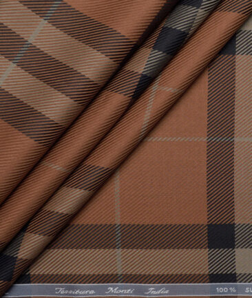 Tessitura Monti  Giza Cotton Checks Shirting Fabric (Copper)