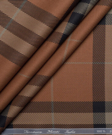 Tessitura Monti  Giza Cotton Checks Shirting Fabric (Copper)