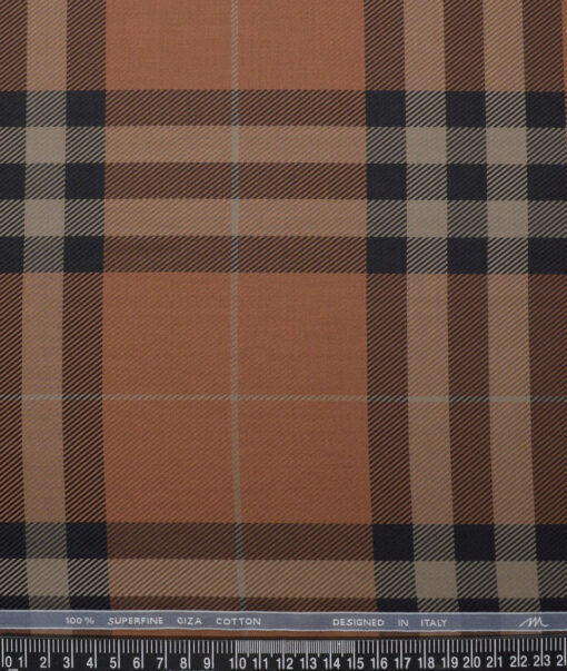 Tessitura Monti  Giza Cotton Checks Shirting Fabric (Copper)