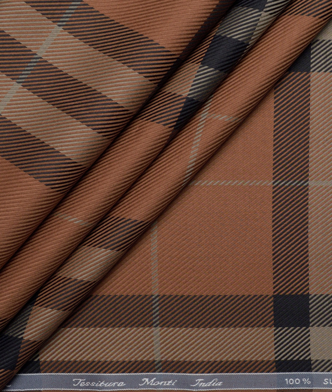Tessitura Monti Giza Cotton Checks Shirting Fabric (Copper) Tessitura Monti Giza Cotton Checks Shirting Fabric (Copper)