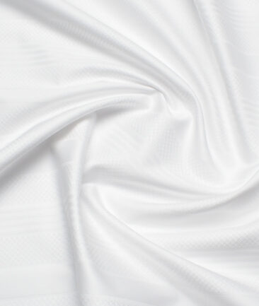 Tessitura Monti 2 Ply 80's Giza Cotton Striped Shirting Fabric (White)