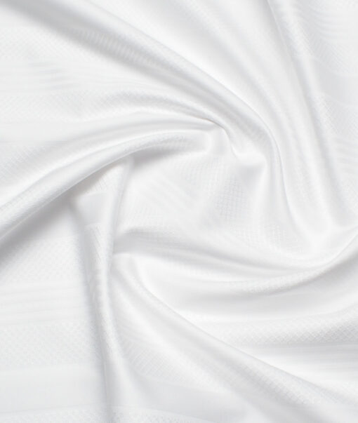 Tessitura Monti 2 Ply 80's Giza Cotton Striped Shirting Fabric (White)