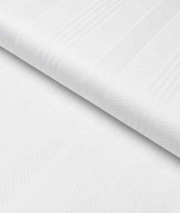 Tessitura Monti 2 Ply 80's Giza Cotton Striped Shirting Fabric (White)