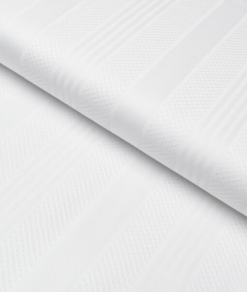 Tessitura Monti 2 Ply 80's Giza Cotton Striped Shirting Fabric (White)