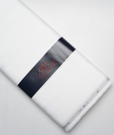 Tessitura Monti 2 Ply 80's Giza Cotton Striped Shirting Fabric (White)