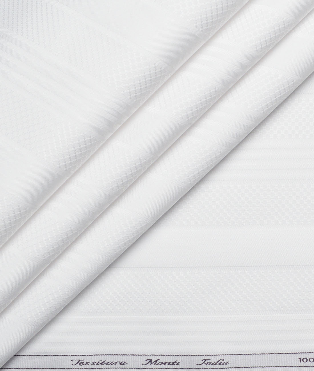 Tessitura Monti 2 Ply 80's Giza Cotton Striped Shirting Fabric (White) Tessitura Monti 2 Ply 80's Giza Cotton Striped Shirting Fabric (White)